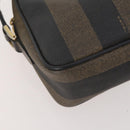 FENDI Pecan Canvas Shoulder Bag PVC 2 Set Black Brown Auth bs34895-16