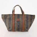 FENDI Pecan Canvas Shoulder Bag PVC 2 Set Black Brown Auth bs34895-2