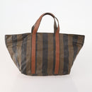 FENDI Pecan Canvas Shoulder Bag PVC 2 Set Black Brown Auth bs34895-3