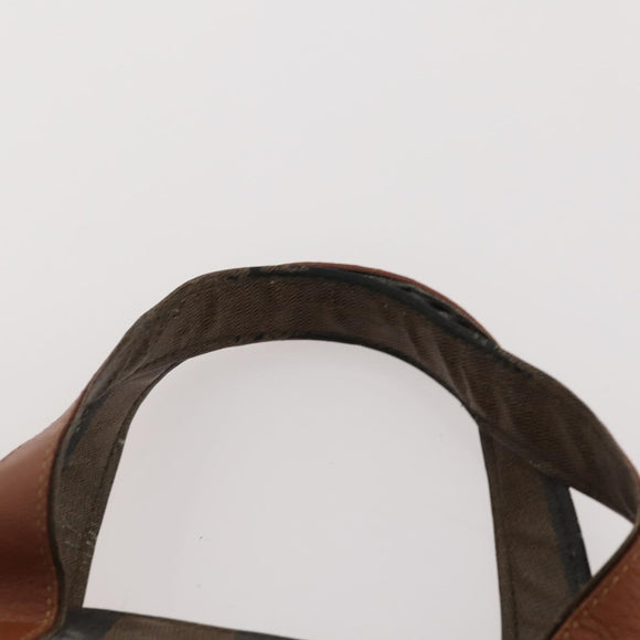 FENDI Pecan Canvas Shoulder Bag PVC 2 Set Black Brown Auth bs34895
