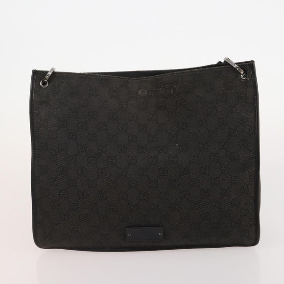 GUCCI GG Canvas GG Supreme Tote Bag Leather PVC 3 Set Black Beige Auth bs34896