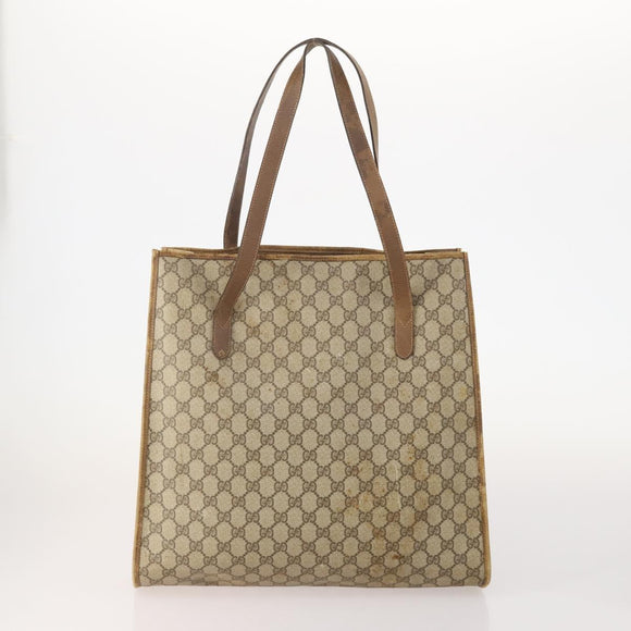 GUCCI GG Canvas GG Supreme Tote Bag Leather PVC 3 Set Black Beige Auth bs34896