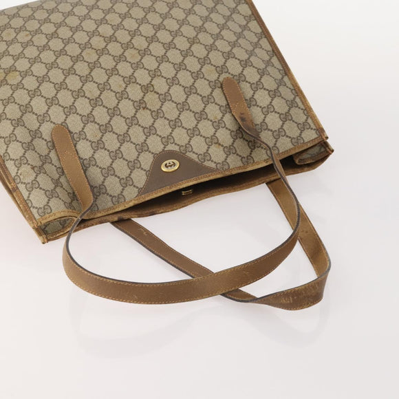 GUCCI GG Canvas GG Supreme Tote Bag Leather PVC 3 Set Black Beige Auth bs34896