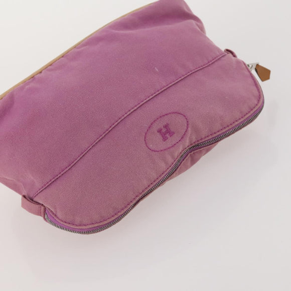 HERMES Fourre Tout Hand Bag Canvas 4 Set Bordeaux White pink Auth bs34897