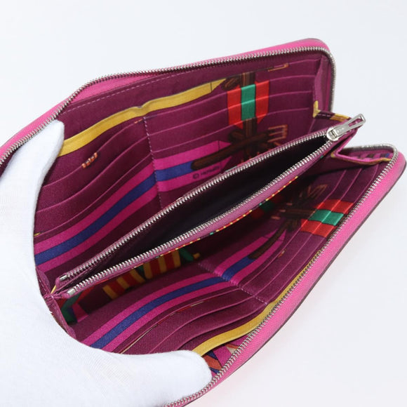 HERMES Geldbörse Leder 3er Set Pink Rot beige Auth bs34898