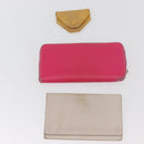 HERMES Geldbörse Leder 3er Set Pink Rot beige Auth bs34898-2