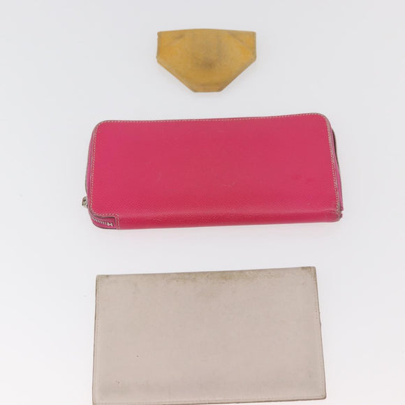 HERMES Geldbörse Leder 3er Set Pink Rot beige Auth bs34898