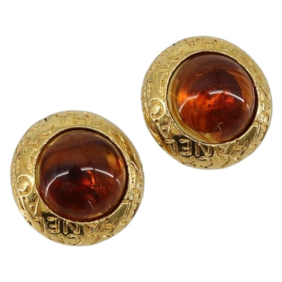 CHANEL Earring metal Gold Tone CC Auth bs34899