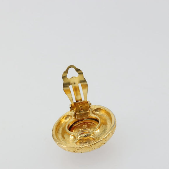 CHANEL Earring metal Gold Tone CC Auth bs34899