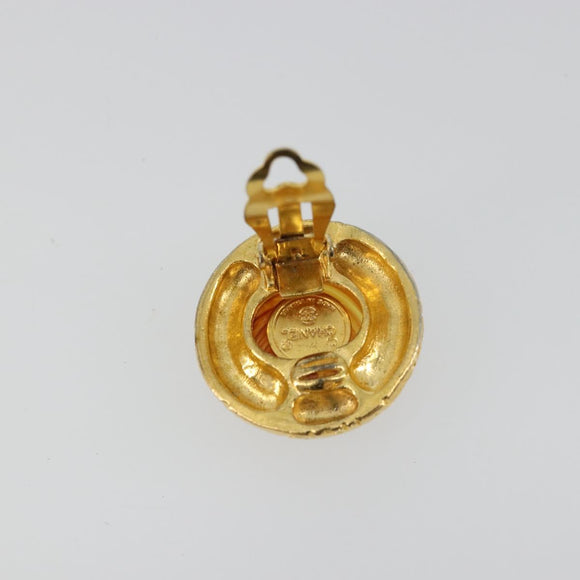 CHANEL Earring metal Gold Tone CC Auth bs34899