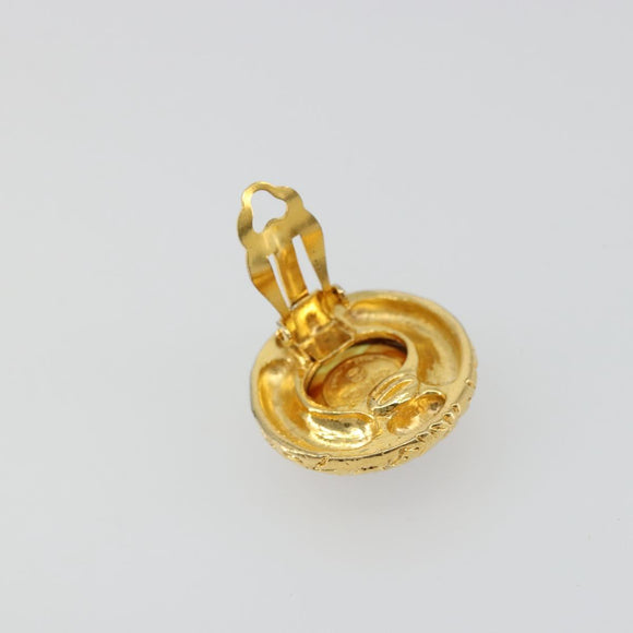 CHANEL Earring metal Gold Tone CC Auth bs34899