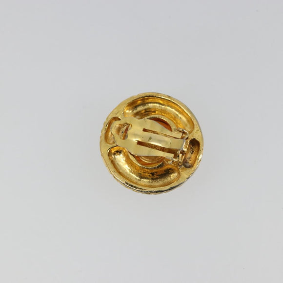 CHANEL Earring metal Gold Tone CC Auth bs34899