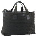 GUCCI Tote Bag Canvas 2way Black Silver 240058 Auth bs34902-1
