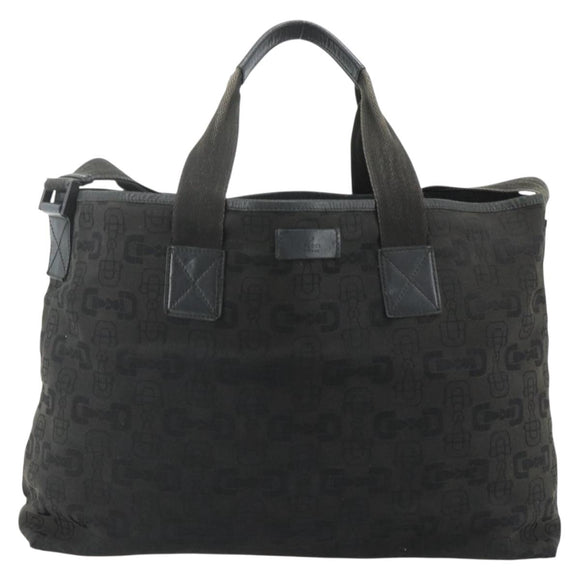 GUCCI Tote Bag Canvas 2way Black Silver 240058 Auth bs34902