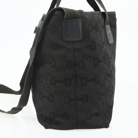 GUCCI Tote Bag Canvas 2way Black Silver 240058 Auth bs34902
