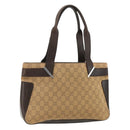 GUCCI GG Canvas Tote Bag Beige Silver 73983 Auth bs34904-1