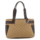 GUCCI GG Canvas Tote Bag Beige Silver 73983 Auth bs34904-2
