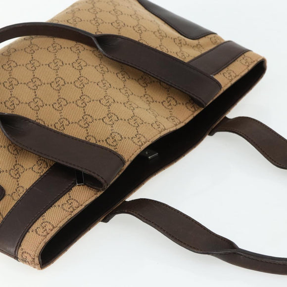 GUCCI GG Canvas Tote Bag Beige Silver 73983 Auth bs34904