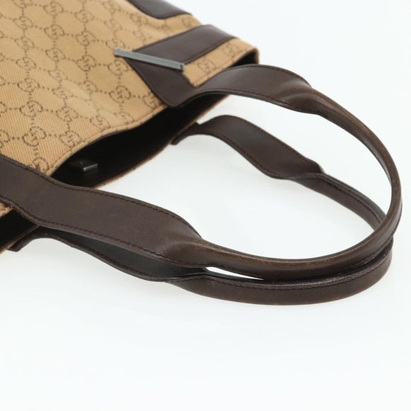 GUCCI GG Canvas Tote Bag Beige Silver 73983 Auth bs34904