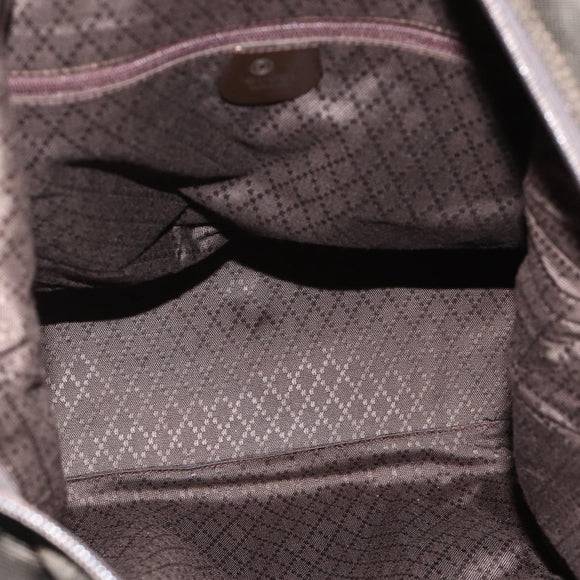 GUCCI Bamboo Tote Bag Nylon Khaki Silver 002 2058 0412 5 Auth bs34905