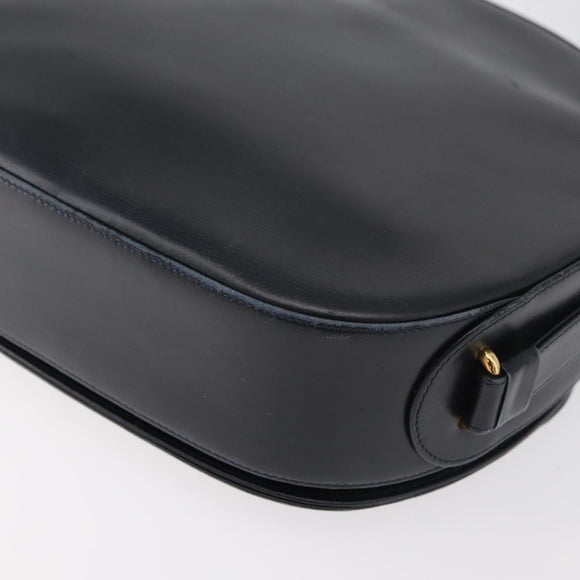 CARTIER Shoulder Bag Leather Navy Gold Auth bs34907