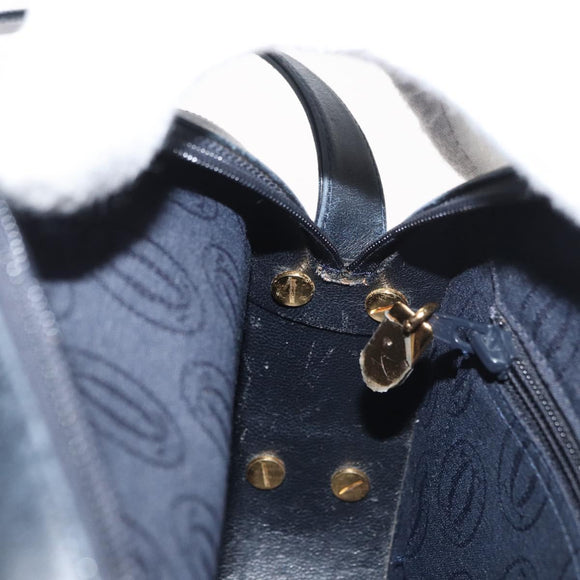 CARTIER Shoulder Bag Leather Navy Gold Auth bs34907