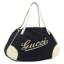 GUCCI Tote Bag Canvas Gold Navy 169949 Auth bs34912-1