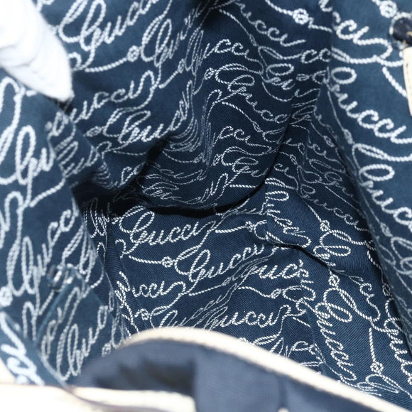 GUCCI Tote Bag Canvas Gold Navy 169949 Auth bs34912