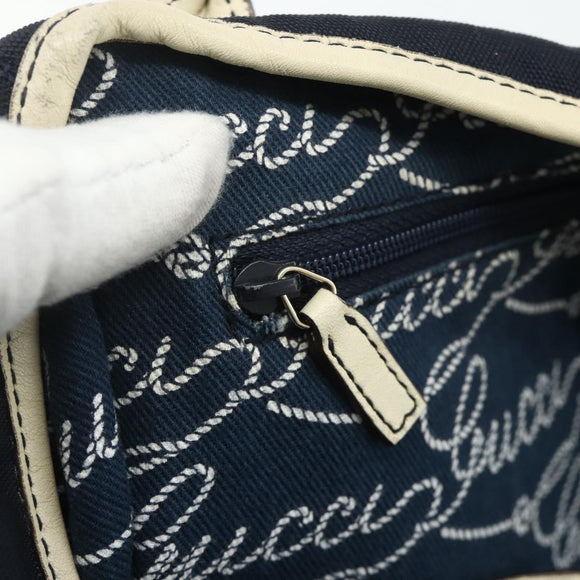 GUCCI Tote Bag Canvas Gold Navy 169949 Auth bs34912