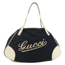 GUCCI Tote Bag Canvas Gold Navy 169949 Auth bs34912-13