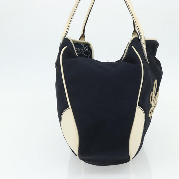 GUCCI Tote Bag Canvas Gold Navy 169949 Auth bs34912