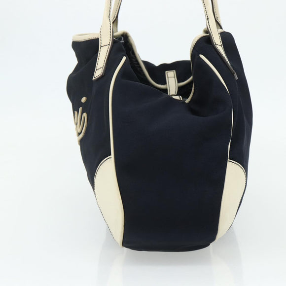 GUCCI Tote Bag Canvas Gold Navy 169949 Auth bs34912