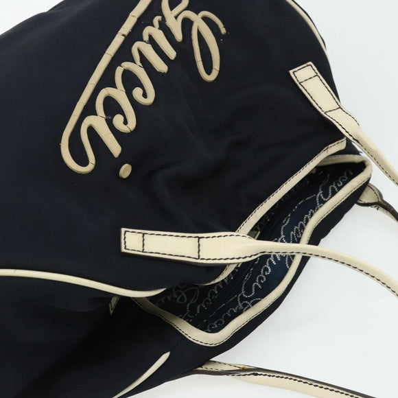 GUCCI Tote Bag Canvas Gold Navy 169949 Auth bs34912