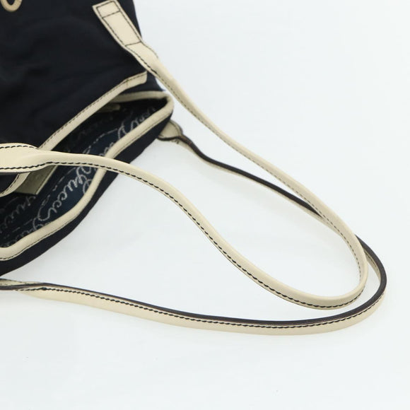 GUCCI Tote Bag Canvas Gold Navy 169949 Auth bs34912