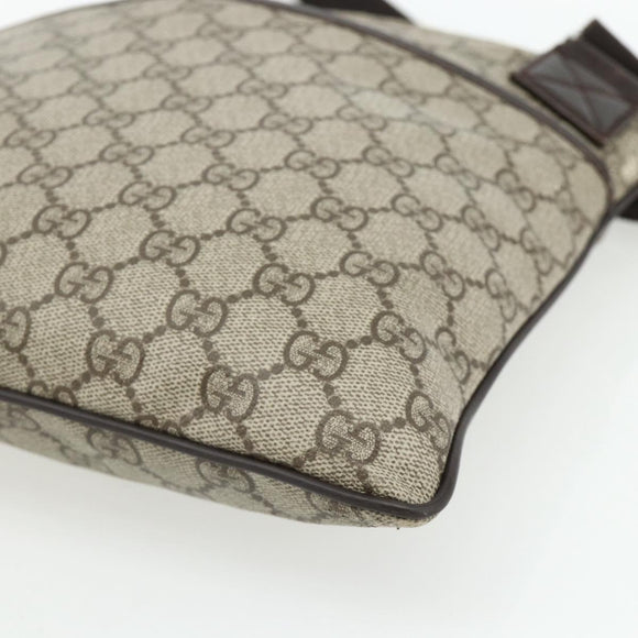 GUCCI GG Supreme Shoulder Bag PVC Beige Silver 141626 Auth bs34913