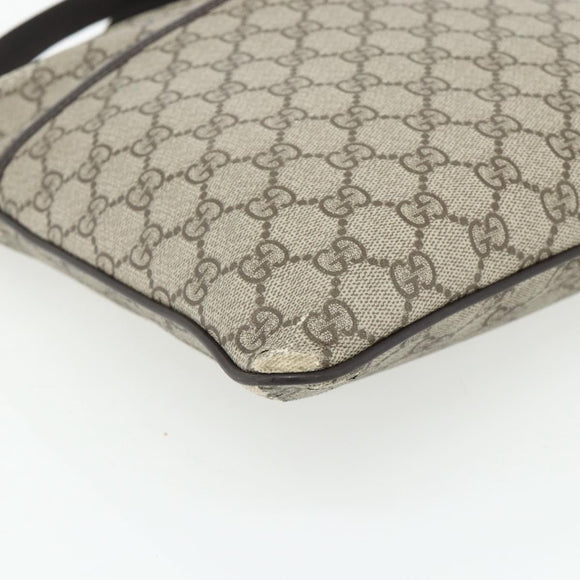 GUCCI GG Supreme Shoulder Bag PVC Beige Silver 141626 Auth bs34913