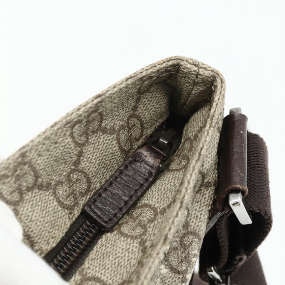 GUCCI GG Supreme Shoulder Bag PVC Beige Silver 141626 Auth bs34913