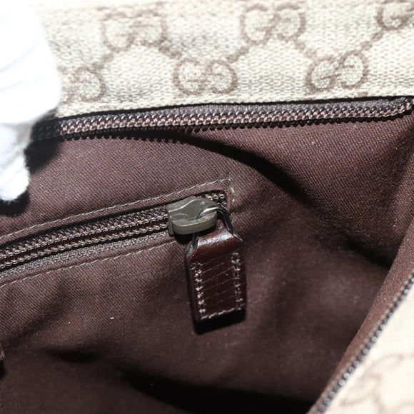 GUCCI GG Supreme Shoulder Bag PVC Beige Silver 141626 Auth bs34913