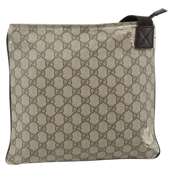GUCCI GG Supreme Shoulder Bag PVC Beige Silver 141626 Auth bs34913