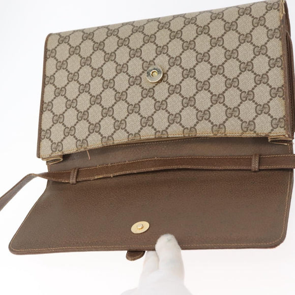 GUCCI GG Supreme Shoulder Bag PVC Beige Gold 904 02 050 Auth bs34914