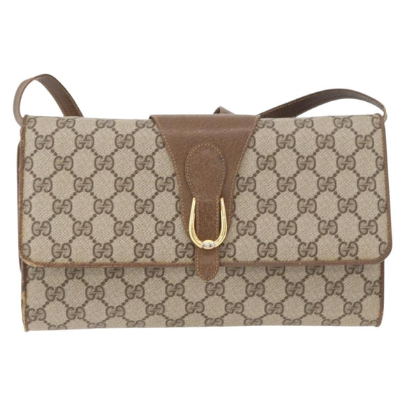 GUCCI GG Supreme Shoulder Bag PVC Beige Gold 904 02 050 Auth bs34914