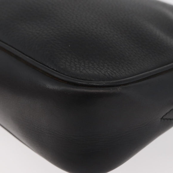 CELINE Shoulder Bag Leather Black Gold Auth bs34916