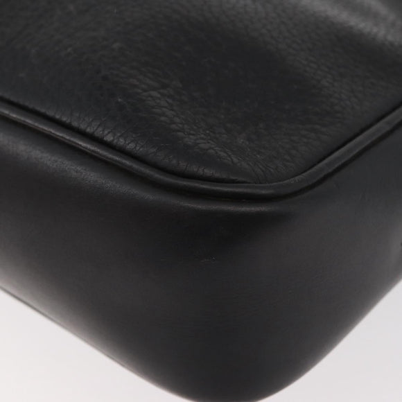 CELINE Shoulder Bag Leather Black Gold Auth bs34916