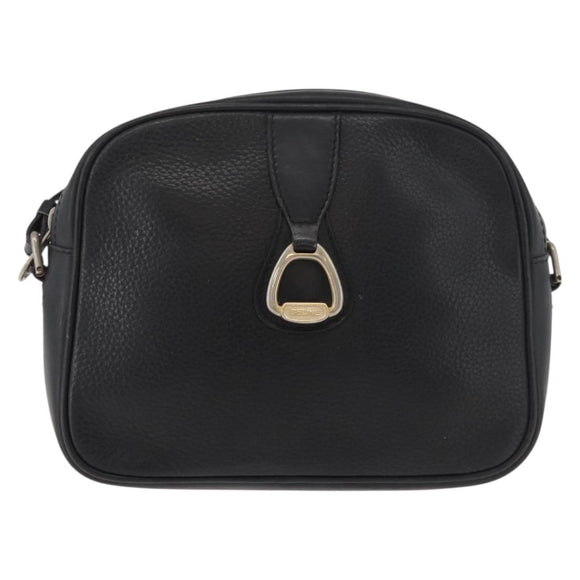 CELINE Shoulder Bag Leather Black Gold Auth bs34916
