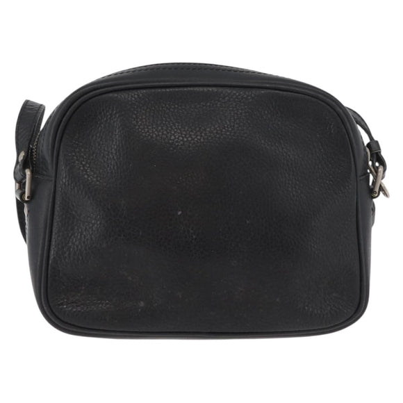 CELINE Shoulder Bag Leather Black Gold Auth bs34916