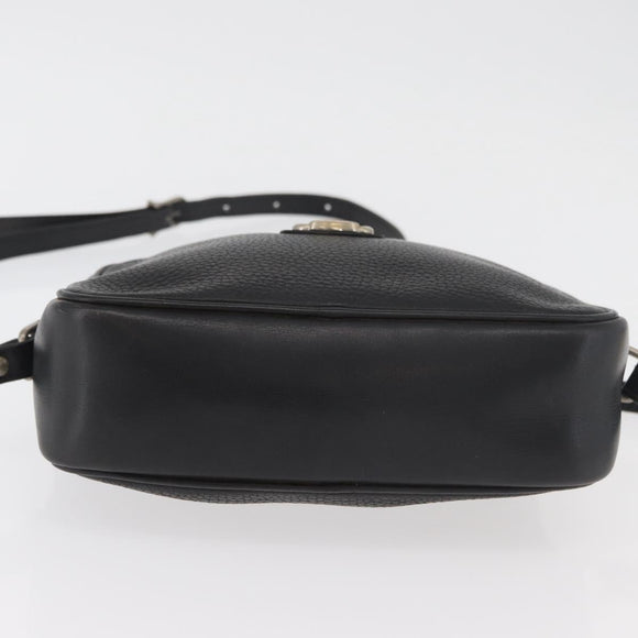 CELINE Shoulder Bag Leather Black Gold Auth bs34916