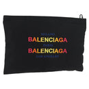 BALENCIAGA Clutch Bag Canvas Black Silver 459745 Auth bs34917A-1