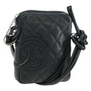 CHANEL Cambon Line Matelasse Shoulder Bag Leather Black Silver CC Auth bs34918M-1