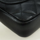 CHANEL Cambon Line Matelassé Umhängetasche Leder Schwarz Silberfarbene CC Auth bs34918M-17