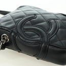 CHANEL Cambon Line Matelasse Shoulder Bag Leather Black Silver CC Auth bs34918M-14